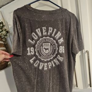Gray Love Pink Distressed Graphic T-Shirt KINDER TO THE PLANET COLLECTION